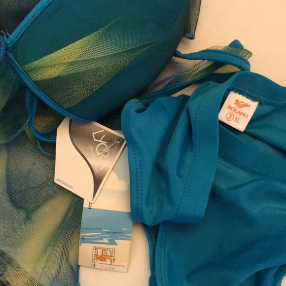 Bolang teal bikini with sarong netting. NWT - Picture 4 of 4